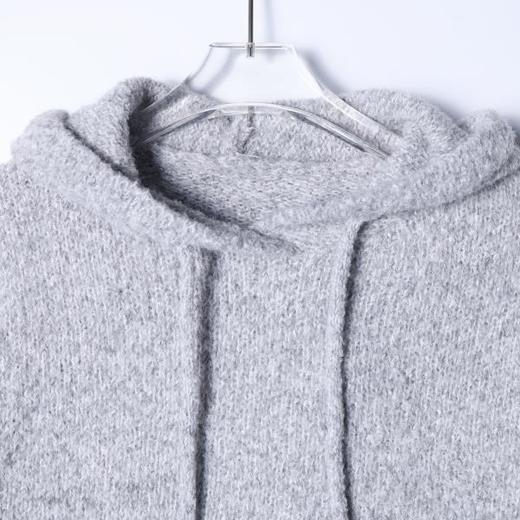 72566SDSA男士秋冬新款痞帅男装简约纯色慵懒风抽绳连帽毛衣百搭针织衫 商品图2