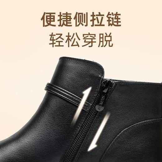 信诺妈妈鞋女加绒保暖高帮棉鞋2025冬季新款软底舒适休闲真皮短靴5M659-1D 商品图3