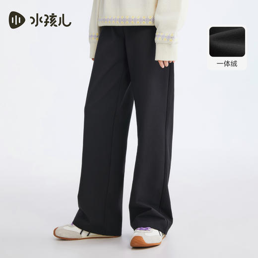水孩儿童装加绒裤子女童2025秋冬新品保暖休闲裤中大童阔腿微喇裤 商品图2