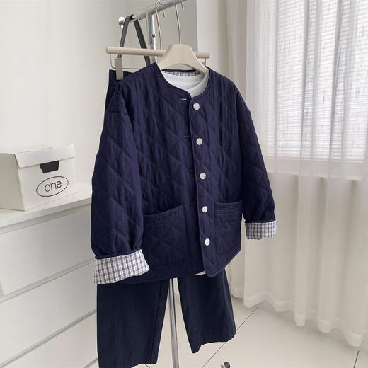 复古牛仔蓝！2025秋冬圆领棉服外套女加厚保暖双压线菱格棉衣开衫！ 商品图4