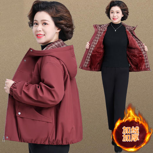 XYFC-5532妈妈秋冬加绒加厚外套短款派克服女2025新款中老年女棉服洋气冬装 商品图0