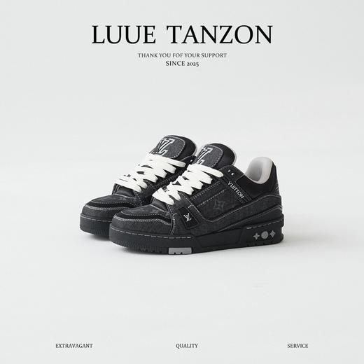 XX38-MKG08 37码驴家 Trainer 牛仔布 圆头系带 平跟 低帮 板鞋 男女同款 黑色 商品图0