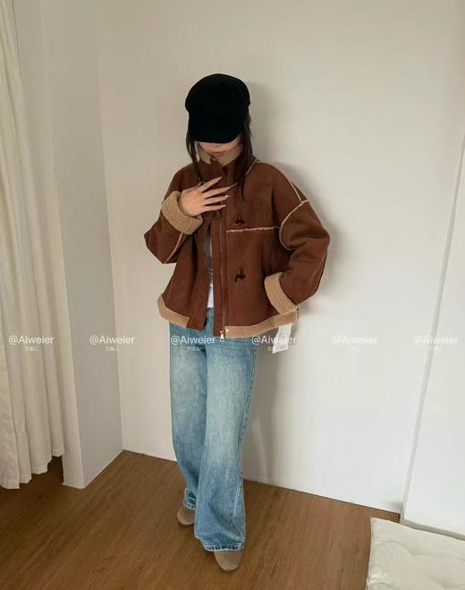 GZ麂皮绒皮毛一体保暖复古牛角扣外套(LH)(LD)-纪念日百货167944484 商品图2