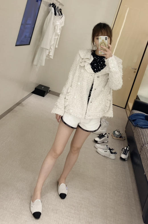 Chanel 拼色 麂皮 星星钻扣 半拖鞋 商品图2