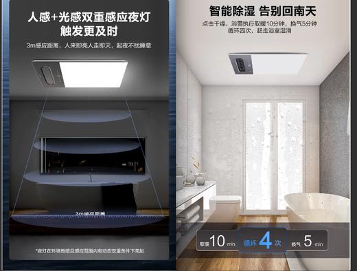 海尔无边界三色照明除菌浴霸X9mU1，健康除菌除味 浴室空气管家 商品图3