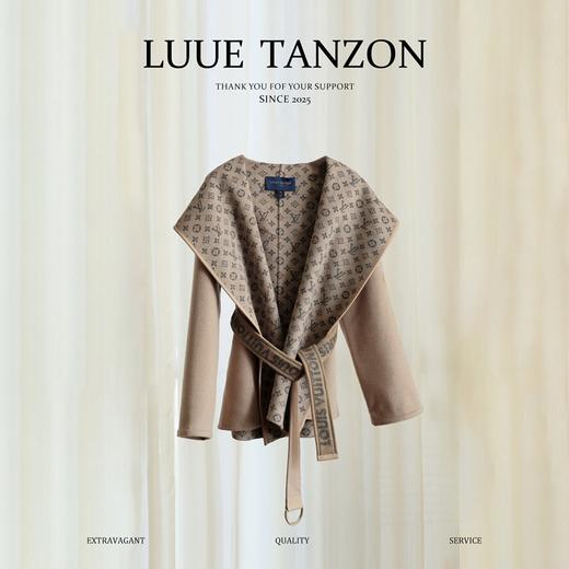 【只可换码，不退货】GY21-驴家驼蓝小花短款秋冬经典款羊毛大衣（SZX*MM） 商品图0