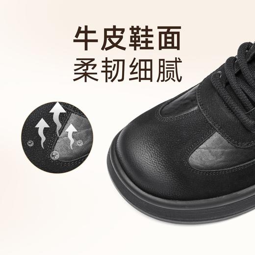 信诺真皮妈妈鞋厚底高帮皮鞋女2025冬季新款中老年加绒保暖棉鞋子5M312-3D 商品图1