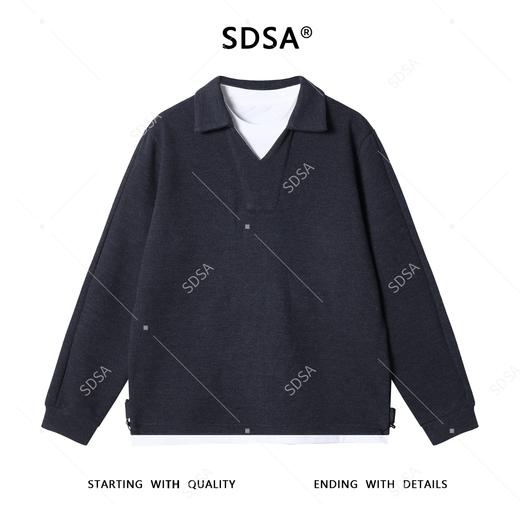 35698SDSA男士秋冬新款痞帅男装潮牌拼接翻领假两件卫衣百搭时尚上衣 商品图1
