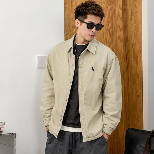 徐太浪【纯棉内搭 复古刺绣】大码长袖衬衫男春秋季休闲衬衣外套 商品图0