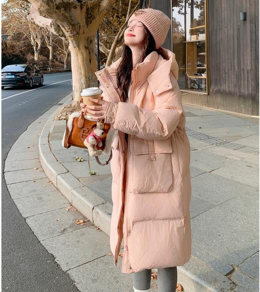 韩版时尚洋气收腰显瘦中长款90白鸭绒羽绒服HY-30 商品图0