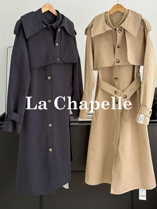 拉夏贝尔/La Chapelle无袖翻领连衣裙短款外搭风衣套装女高级感时尚小众 商品图6