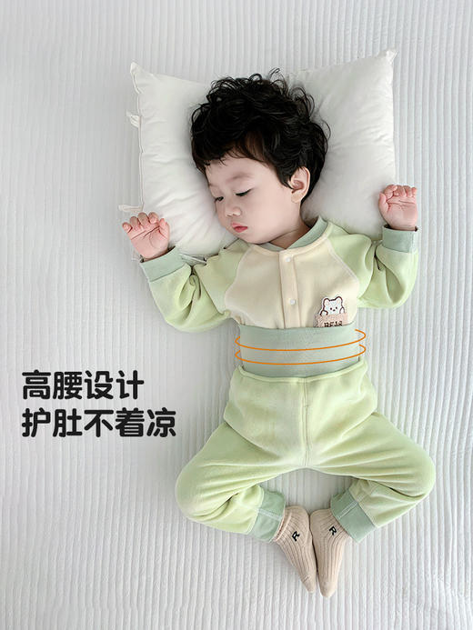 【高腰加绒护肚不着凉❗️外层加厚内层细腻】婴儿衣服＋裤子套装分体保暖衣服加绒开衫高腰护肚冬装宝宝秋冬加厚两件套。hc 商品图2
