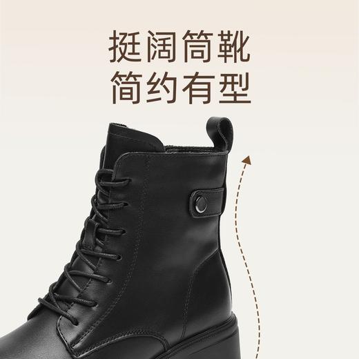 信诺妈妈鞋真皮软底舒适女鞋2025冬季新款加绒保暖棉鞋马丁靴短靴X5M124-205 商品图3