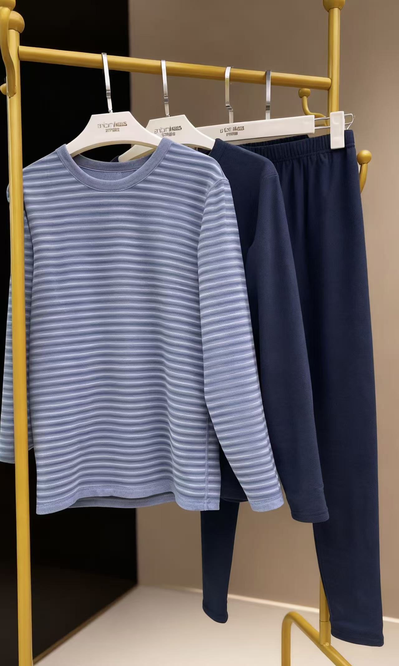 鹅绒茶树精油蓄热保暖圆领套装男款保暖衣16335654