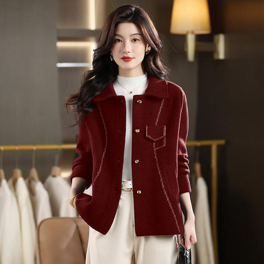 MY-9526 今年流行翻领女士短外套秋冬休闲小个子胖mm大码上衣显瘦2025新款 商品图0