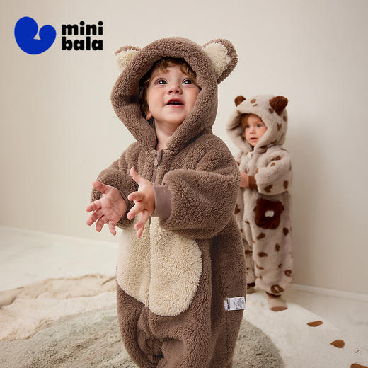 【抗静电】迷你巴拉婴儿衣服宝宝保暖珊瑚绒萌趣造型连体衣爬服 商品图1