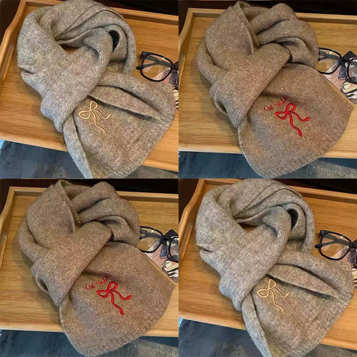 【百搭氛围感❗️舒适锁温】可爱蝴蝶结围巾冬季女2025新款氛围感灰色小巧保暖护颈针织围脖冬。ja 商品图10