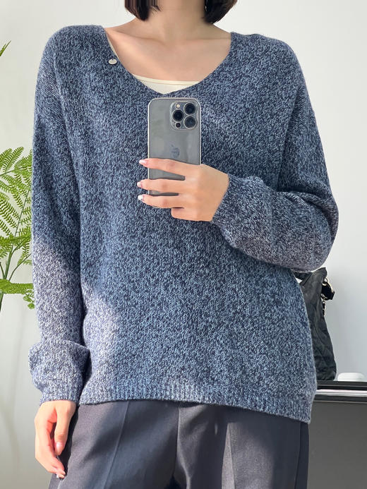 会员福利【山羊绒/羊驼毛】拉夏贝尔/La Chapelle软糯舒适亲肤~绵羊毛/莱赛尔！高品质V领针织毛衣 商品图11