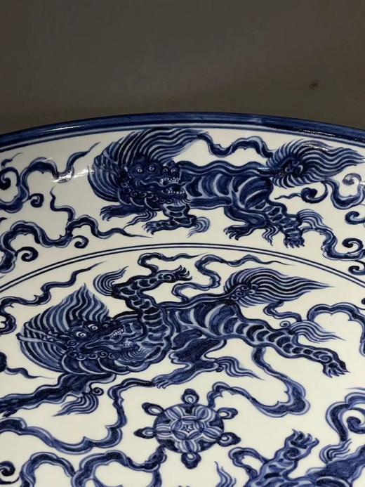 青花绘瑞狮戏绣球纹大盘，顺丰包邮 商品图7