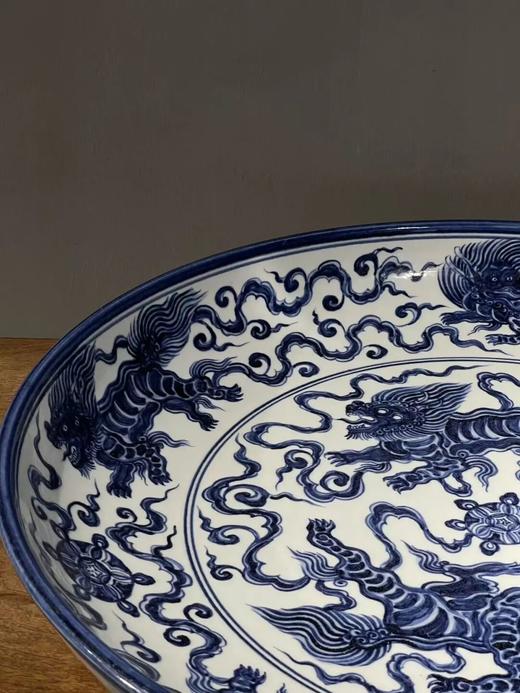 青花绘瑞狮戏绣球纹大盘，顺丰包邮 商品图10