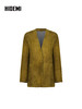 HIDEMI 橄榄姜绿进口长绒绵羊皮麂皮皮衣v领大廓形垫肩西装 商品缩略图12