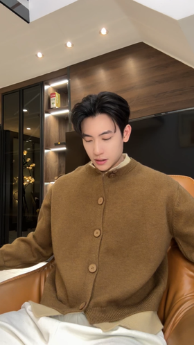 72111SDSA男士秋冬新款痞帅男装极简风撞色拼接假两件毛衣开衫针织衫