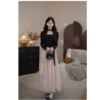 鹿向南「微醺玫瑰」韩系气质温柔千金风女秋冬设计感假两件连衣裙 商品缩略图4