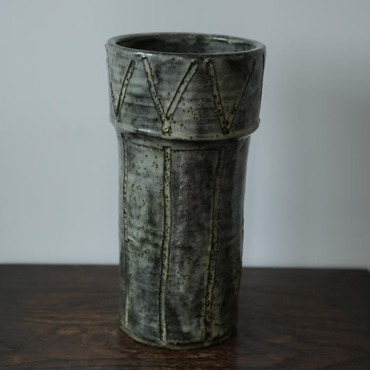 日本中古粗陶花瓶 带签章 商品图0