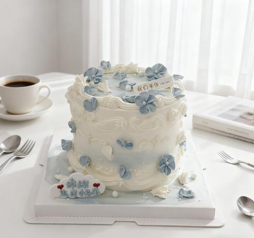 蓝色裱花蛋糕-低糖处理无添加 商品图0