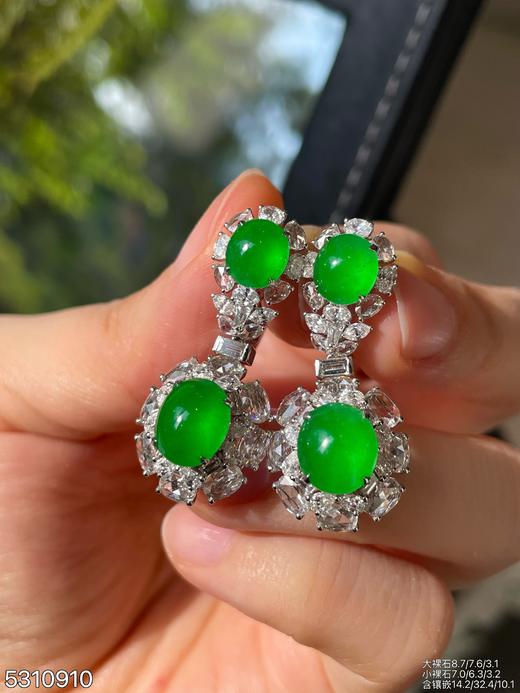 高冰种艳绿双蛋耳坠【5310910】具体价格微信咨询 商品图4