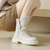 【预售5天】秋冬新款圆头简约保暖毛毛靴短靴牛皮羊羔毛中跟粗跟防滑保暖雪地靴MX&cs28399 商品缩略图1