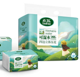 百慧 立体压花可湿水抽纸 400张五层 6连包/提