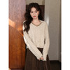 鹿向南「秋颂日记」花杏色气质毛衣女秋新款法式落肩长袖外穿上衣 商品缩略图2