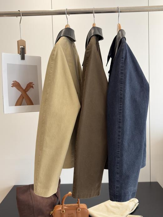 天猫同步【时髦巴恩风】拉夏贝尔/La Chapelle皮质翻领D字环翻盖口袋外套女复古设计感休闲时髦夹克衫 商品图6