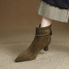 【预售5天】时尚秋冬新款尖头短靴女后拉链气质显瘦时装靴磨砂皮踝靴HCYYHD&6653 商品缩略图1