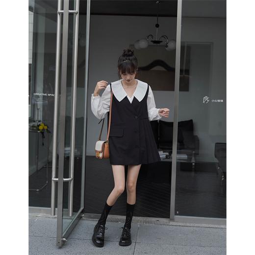 鹿向南《时光瞬间》黑色连衣裙女两件套2025秋季新款短裙衬衫裙子L20703-L20705 商品图1