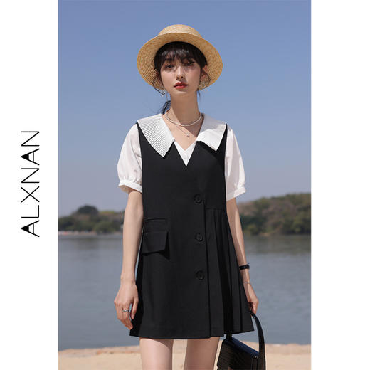 鹿向南《时光瞬间》黑色连衣裙女两件套2025秋季新款短裙衬衫裙子L20703-L20705 商品图3