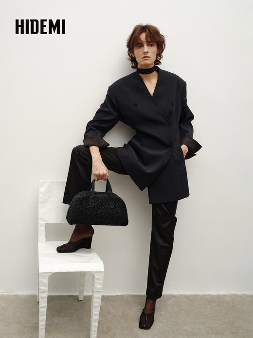 HIDEMI 极简v领双排扣收腰感超显瘦西装外套 商品图3