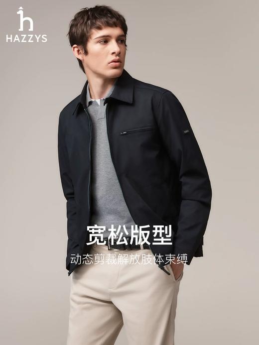 D110237宽松翻领夹克秋季纯色简约男士休闲通勤挺阔上衣外套 商品图13
