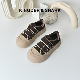 经典鲨2025冬季专柜新款牛皮革加绒厚底魔术贴休闲鞋棉鞋女KW396-558021