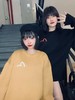 D110234秋冬招财猫嵌花休闲黑色长袖圆领宽松保暖针织衫圆领毛衣 商品缩略图10
