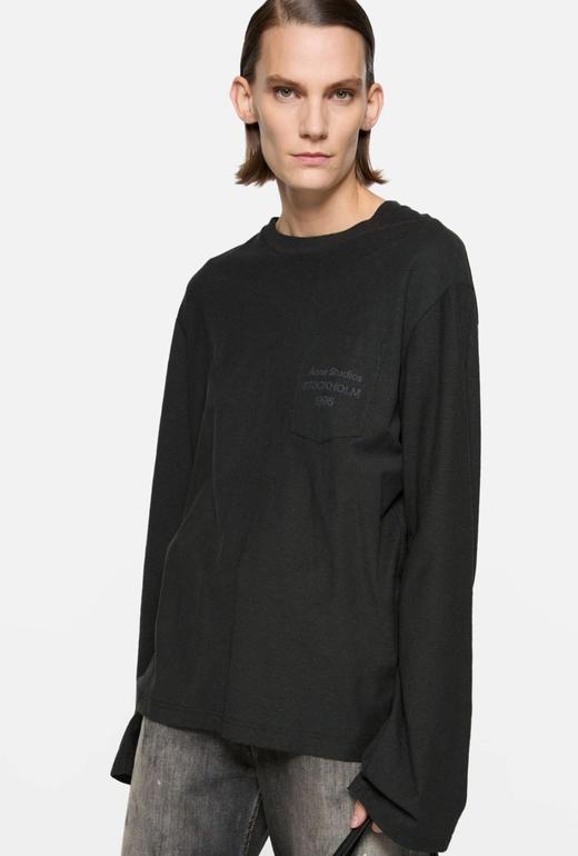 中性款口袋印花长袖T恤he001 商品图3