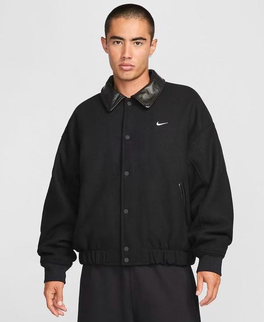 D110233王嘉尔同款Solo Wool Varsity毛呢皮质翻领夹克外套 商品图9