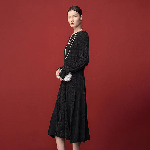 【林栖设计小店】毛织连衣裙优雅百搭修身2025秋冬新款长裙女1954052 商品图1