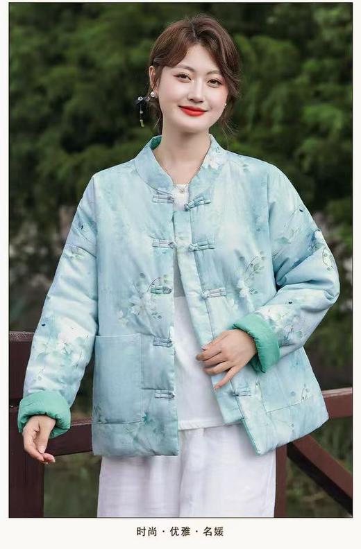 11.11促！！最后数量，即将下架【棉服】100%棉纱款！！新中式国风2025秋冬宽松大码薄款棉服外套-喜出 商品图3