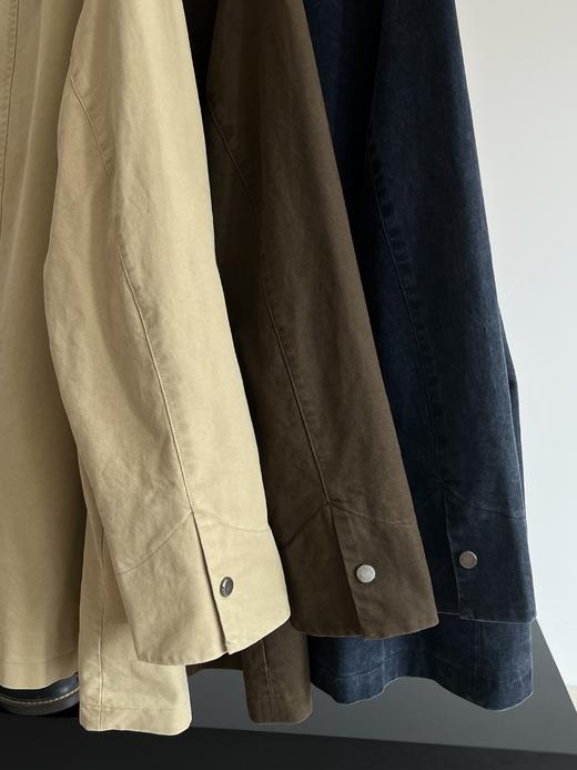 拉夏贝尔/La Chapelle皮翻领翻盖口袋外套女复古时髦宽松休闲夹克上衣 商品图9