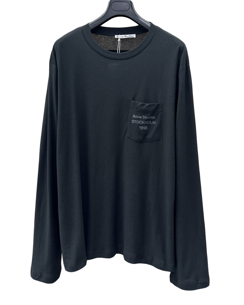 中性款口袋印花长袖T恤he001