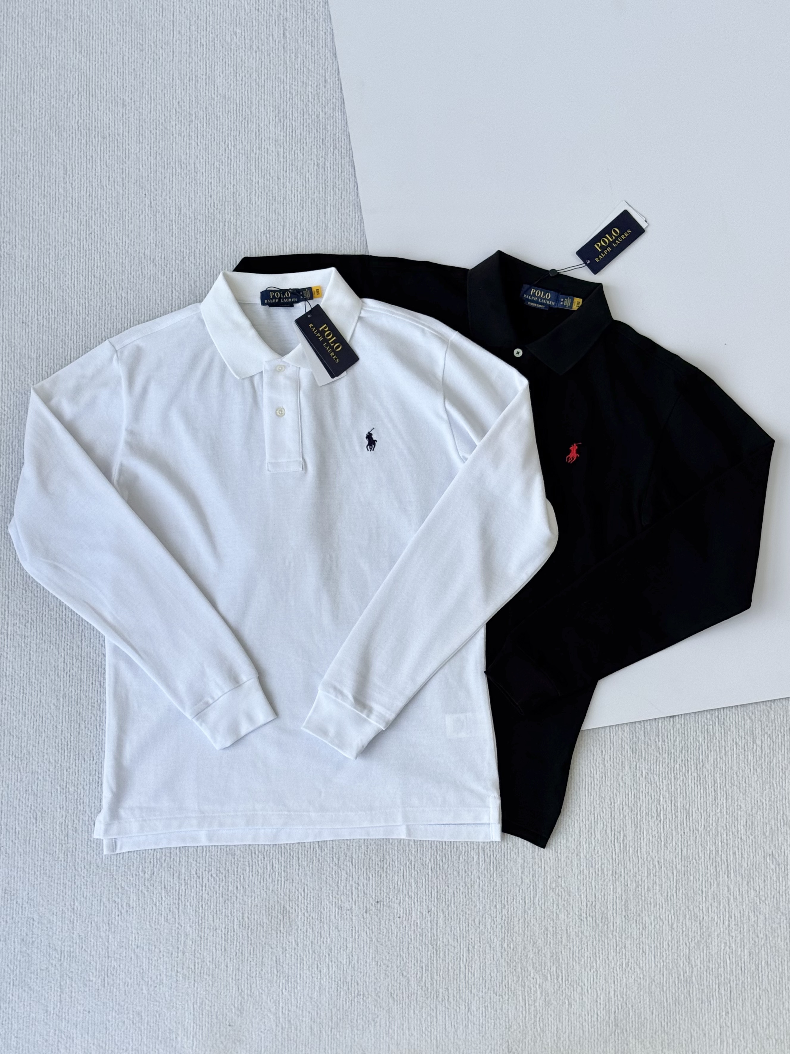 男女同款！RL拉夫劳伦经典小马标刺绣polo翻领长袖T恤   珠地长袖