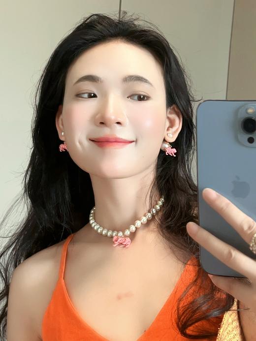 迪家粉豹子珍珠项链耳环 商品图3
