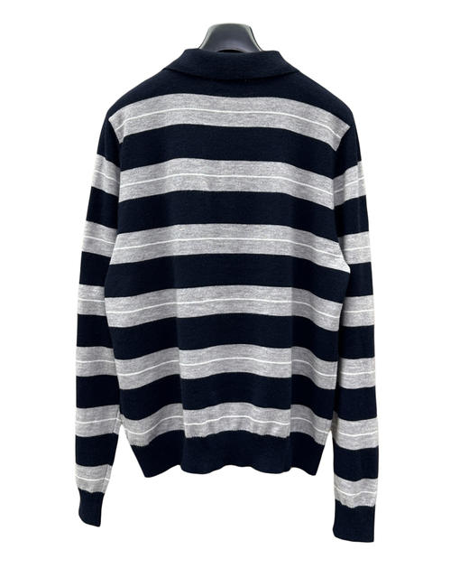 中性款羊毛条纹针织Polo衫he017 商品图1